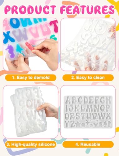 Alphabet Keychain Mold with Hole with 36 Pcs Key Ring Accessory