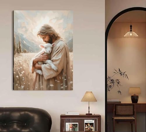 Jesus Paint by Numbers Kit for Adults Framed Canvas, Frameworkless