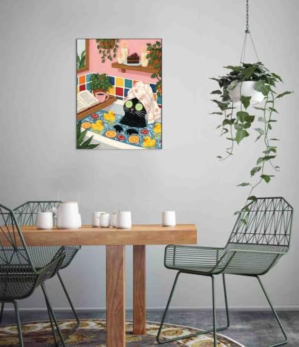 DYAIYYMQ Black Cat Stamped Cross Stitch Kit for Adults 15.7x11.8 inch