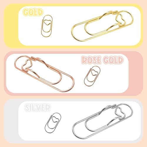 HINGTAI 15Pcs Metal Pen Holder Clip & 30Pcs Paper Clip Set for Notebook, Grip for Pens Under 0.5" Thick, Accessories for Office, Journal, and Desk Organization