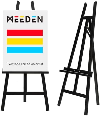 MEEDEN Display Easel Stand for Sign: Adjustable Wooden Stands for Painting - A Frame Art Easel for Canvas up to 60" for Artist Adults Drawing Picture Poster - Black
