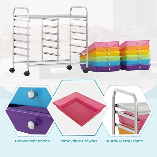 COSTWAY 12-Drawer Rolling Storage Cart, Utility Storage Organizer Cart
