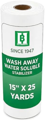 HBI Wash Away Water Soluble Embroidery Stabilizer Roll, 15 in x 25 yd