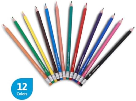 Pointer Erasable Colored Pencils – Pack of 12, Hexagonal Body, Soft Erasers, Vibrant Colors – Ideal for School, Art & Craft Projects