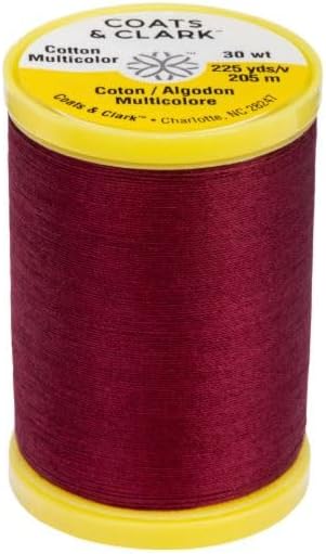 Coats & Clark Cotton All Purpose Sewing Thread 100% Mercerized Cotton 225 Yards Each Spool S970 2 Pack Bundle with 3 Bella's Crafts Needle Threaders (Barberry Red)