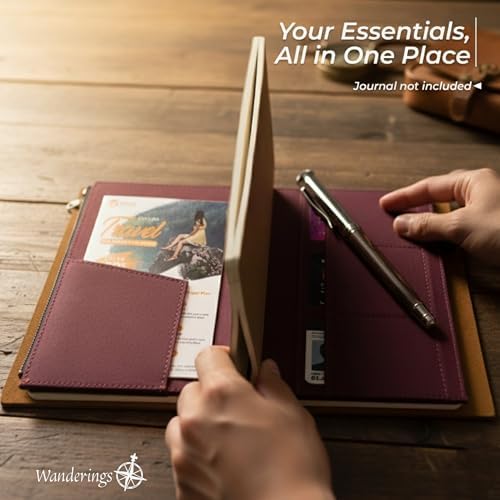 Wanderings Zipper Case Card Sleeve Holder Travelers Journal Accessory for Refillable Travel Journals - Pocket/Passport Size - 3.5" x 5" - Durable 100% Cotton Fabric Planner Accessories