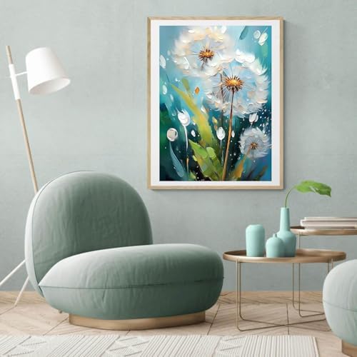 EIBEILI Diamond Art Kits for Adults,Dandelion Diamond Painting Kits for Beginner DIY 5D Full Drill Diamond Dots Crafts for Home Wall Decor Gifts 12x16 Inch