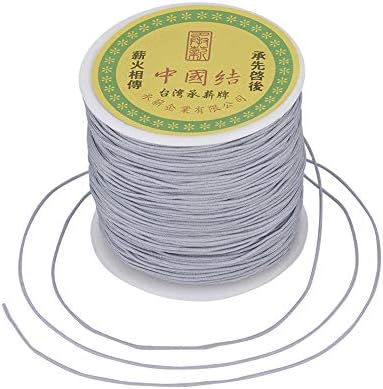 100 Yards 0.8mm Braided Nylon Crafting Thread Chinese Knotting Beading String Macrame Cord Rope for Necklace Bracelet Jewelry Craft Making, Dark Gray