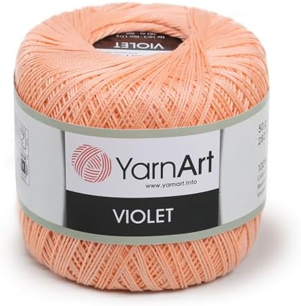 Yarn Art 1 Skein YarnArt Violet,100 Mercerized Cotton Yarn Threads Crochet Lace Hand Knitting Yarn Embroidery Arts Crafts (Pinkish Orange 6322)