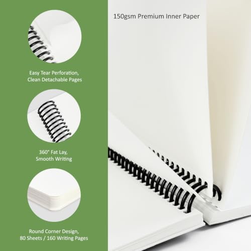 Hardcover Sketchbook,7.2"x8.3"Spiral Bound Drawing Pad,Noir Starflora