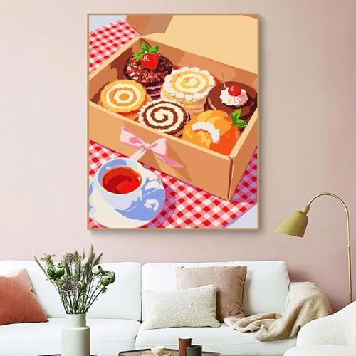 ZRIZQ Paint by Numbers Kit for Adults Beginner,Dessert,16x20