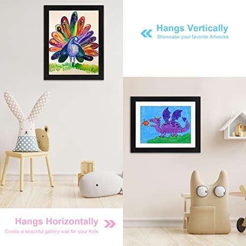 [2 Pack] Kids Art Frames, 10x12.5 Front Opening Kids Artwork Frames Changeable, Displays 8.5x11 With Mat and 10x12.5 Without Mat, Holds 50 Pcs, for 3D Picture, Crafts, Hanging Art, Portfolio Storage