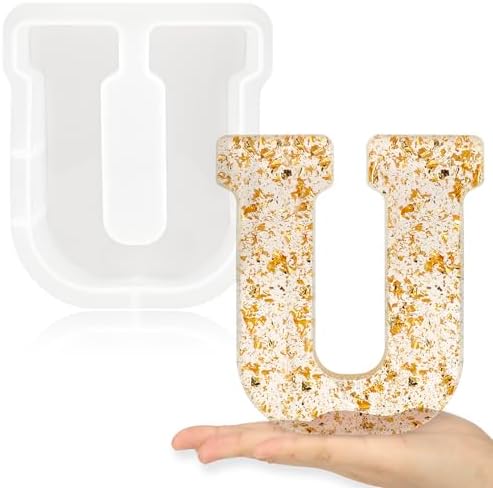 Gartful 7 Inch Large Letter Molds for Resin, 3D U Capital Alphabet Epoxy Resin Mold, A to Z Thick Resin Letter Molds for Making Letters, Word Sign Art, DIY Crafts, Making Cake, Party Home Decor