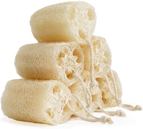 Natural Loofah Sponge, Organic Luffa Exfoliating Body Scrubber, 6 Pack
