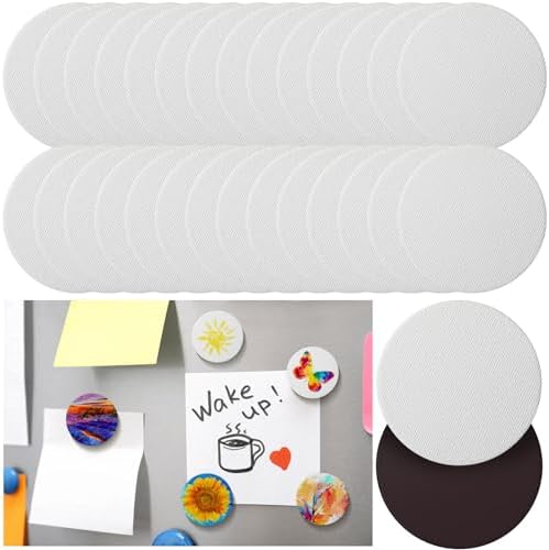 Engrowtic 25 Pcs Mini Magnetic Painting Canvas Panel Mini Canvas Boards for Painting Tile Art for Fridge Locker Art Crafts DIY(2.5in)