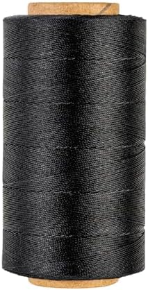 Thin Wax Polyester Thread, 0.45mm, 547 Yards, 3 Ply Round Waxed Cord Strings for Sewing, Beading, Binding, Micro Braiding, Fine Leather Craft and Micro Macrame Jewelry - Black