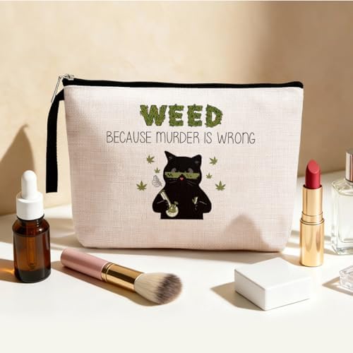 Hanamiya Na Funny Weed Leaf Makeup Bag Zipper Pouch Travel Bag