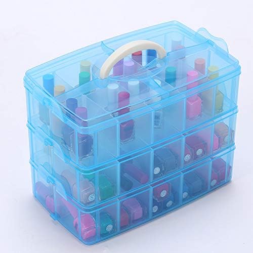 Sooyee 3-Tier Craft Storage Organizer Box Plastic,Blue
