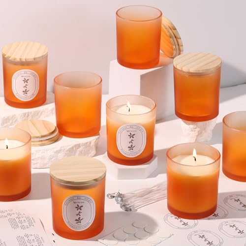 REISEN 12 Pcs 10oz Gradient Orange Candle Jars for Candle Making Kit