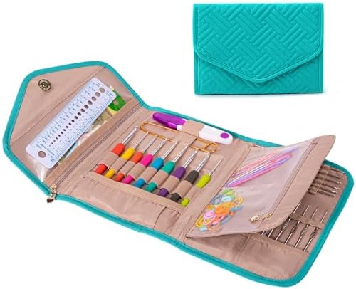 MYBAGZING Crochet Hook Case - Foldable Organizer for Knitting & Crochet Supplies - Knitting Accessories