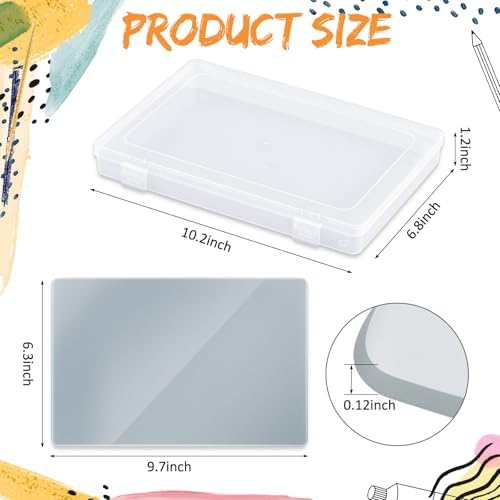 Nuanchu 1 Set Glass Oil Paint Palette, Airtight, 10.2 x 6.8 Inches, Grey | Handy Tempered Glass for Oil Painting, Moisture-proof lid Keep Paint Fresh, Portable Travel Outdoor, Leak-proof Airtight Seal