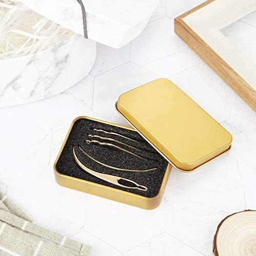 WILLBOND 5 Pcs Interlocking Tool for Locs Dreadlock Metal Box,Gold