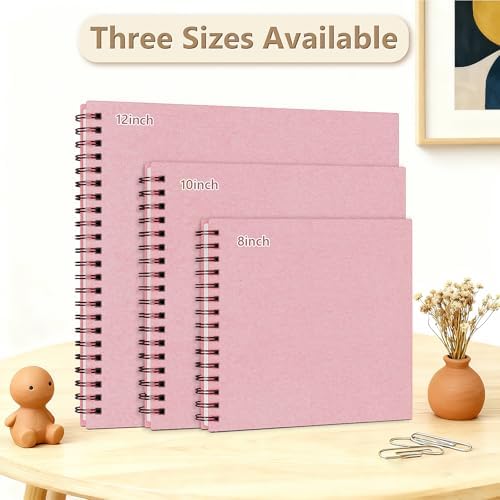 popotop 10x10 Inch Scrapbook Photo Album, 60 Page Decorative Kraft Paper Book for 4x6 8x10 Pictures, DIY Memory Photo Albums as Gifts for Wedding Baby Christmas School Family