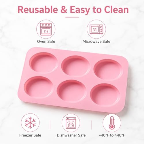 Oval Silicone Soap Mold 2 Pack, 6-Cavity Large Soap Making Molds for Handmade Soap, Lotion Bars, Chocolate, Candy, Candles, Bath Bombs & DIY Crafts