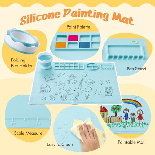 Kids Art Easel with Paper Roll Wooden Tabletop Paper Roll Dispenser