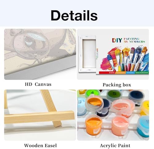 HeeBenor Framed Paint by Numbers Kit for Adults, Black Women, 8x12 Inch