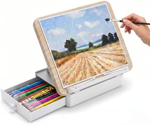 Tabletop Easel for Painting with Storage, Adjustable Height & Angle