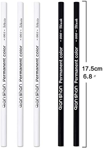 qianshan 5Pcs Black White Color Pencils - Permanent Color Drawing Pencil Oil-based Wooden Colored Pencils for Artist and Beginner Art Projects, 2 Colors of 3 White, 2 Black