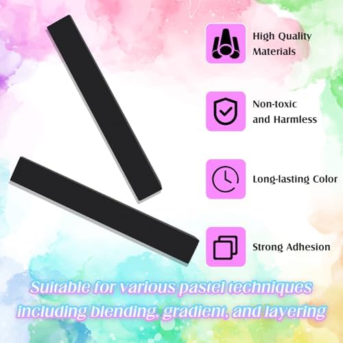 Watersay 24 Pcs Soft Pastel Drawing Chalk Set Square Sketch Chalk Non-toxic Artist Pastel Sticks for Professional Artists and Art Lovers(60 x 8 x 8 mm,Black)