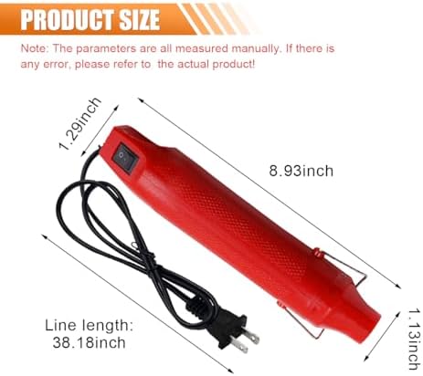 220V 300W Mini Heat Gun, Portable Electric Hot Air Gun with Stand & Power Cord, Handheld Heating Tool for Car Vinyl Wrap, Drying Paint, Epoxy Resin, DIY Embossing(Red)