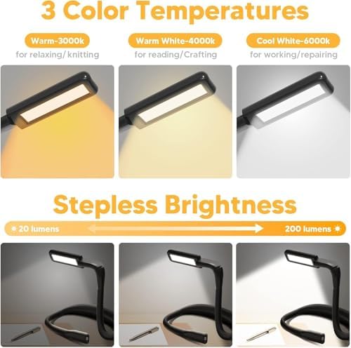 Neck Light with Storage Case, 3 Color Dimmable Reading Light