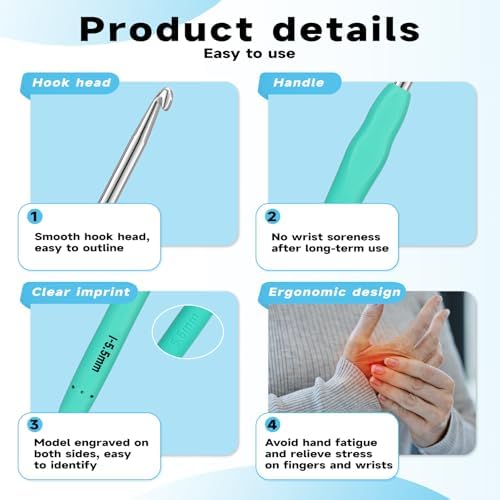 Mayboos 9 Sizes Crochet Hook Set 2.0mm~6.0mm 34 Pack Crochet Hooks