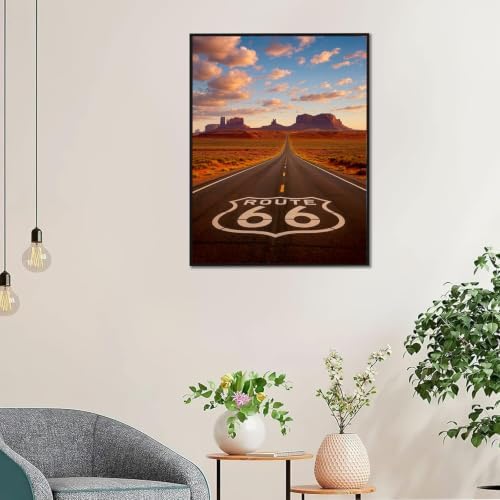 Route 66 5D Diamond Art Kit for Adults Full Drill Canvas Wall Decor