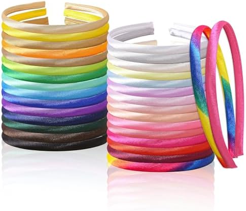 30Pcs Satin Blank Headbands DIY Hair Accessories for Women Girls