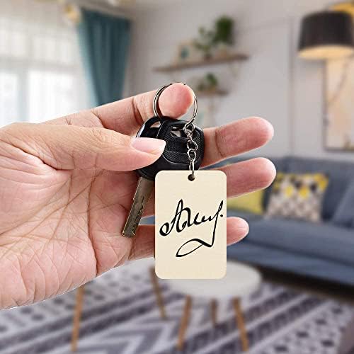 50Pcs Blank Rectangle Wooden Keychain Set, Unfinished Wood Slices with 50Pcs Key Rings, with Jute Rope Wood Keychain Key Tags for DIY Craft Supplies