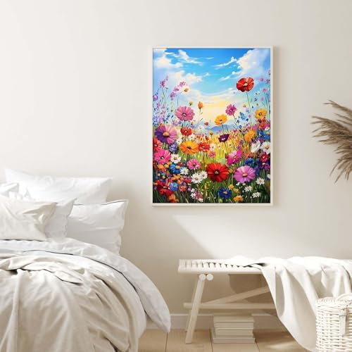 Alptiny Wild Flowers Paint by Numbers Kit for Adults Beginner, Colorful Floral Landscape Paint by Number Kits on Canvas, DIY Flower Oil Painting Kit for Relaxation & Home Decor, 16x20 Inch