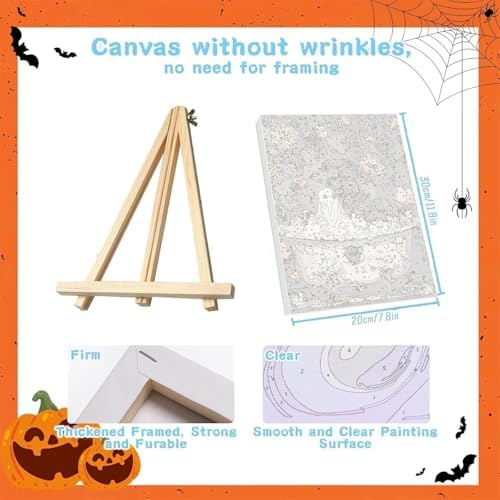 Axquilon 3 Packs Halloween Framed Paint by Numbers Kit for Adults 8x10in