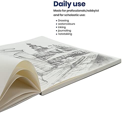 LayFlat Sketchbook - 8.27 x 11 Inches - Black Blank Note Book, 64 Sheets, Thick 100gsm Paper, for Drawing, Sketching, and journaling