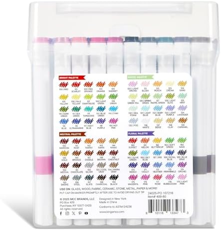 KINGART 409-80 Acrylic Paint Markers with Storage Case, 80-Vibrant Colors