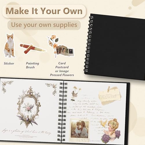 popotop 8x8 Inch Scrapbook Photo Album, 60 Page Decorative Kraft Paper Book for 4x6 Pictures, DIY Memory Photo Albums as Gifts for Wedding Baby Christmas School Family