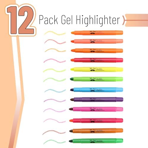 Mr. Pen- No Bleed Gel Highlighters, Colorful, 12 Pack