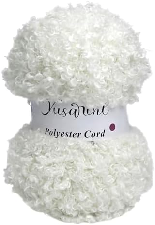 (32 Colors Available) Yusarinl Teddy Bear Yarn,Fuzzy Yarn for Crochet Polyester Plush Fur for Crafts Fluffy Fuzzy for Knitting(3.35 oz, 40 yds)-White