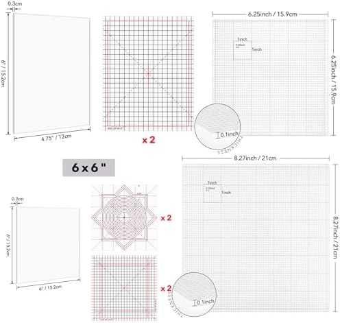4Pcs Low Tack Sticky Mat with Grid for Stamping Stenciling Ink Blending Clear Photopolymer Craft Low Tacky Mat Stamp Mat DIY Projects Paper Card Scrapbooking Ink Blending Fixed