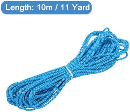 MECCANIXITY Twisted Cord Trim, 11 Yard 1mm 3-Ply Twine Braided Rope Shiny Thread String for Craft Gift Bag Curtain Christmas Decor, Sky Blue - 10m