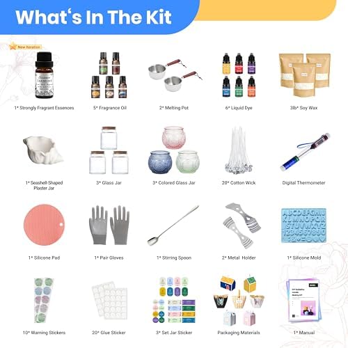 Geoynas 113Pcs Candle Making Kit for Adults - Soy Wax DIY Set