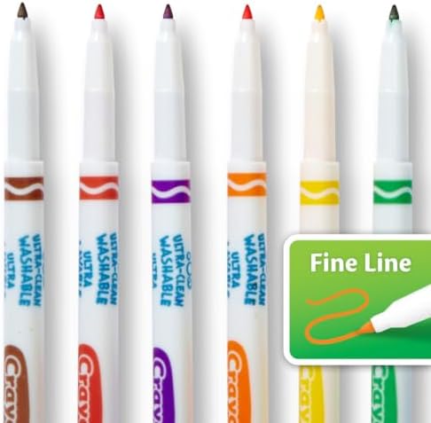 Crayola Ultra Clean Fine Line Washable Markers (40ct), School Supplies, Classroom Teacher Must Haves, Homeschool Essentials, Gifts for Kids, Ages 3, 4, 5